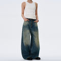 MADWITCH BUTTON-FLY DRAPED DENIM PANTS #G1202