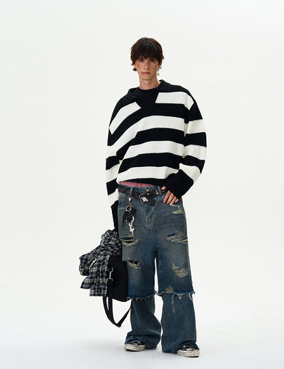 MADWITCH STRIPED KNIT SWEATER #MY407