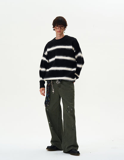 MADWITCH STRIPED CREWNECK SWEATER #5608