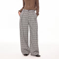 MADWITCH VINTAGE PLAID PLEATED WIDE-LEG TROUSERS #N2198