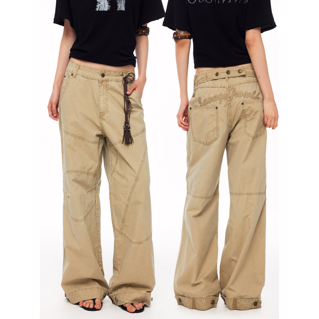 MADWITCH DECONSTRUCTED EMBROIDERED WASHED CARGO TROUSERS #CK3653