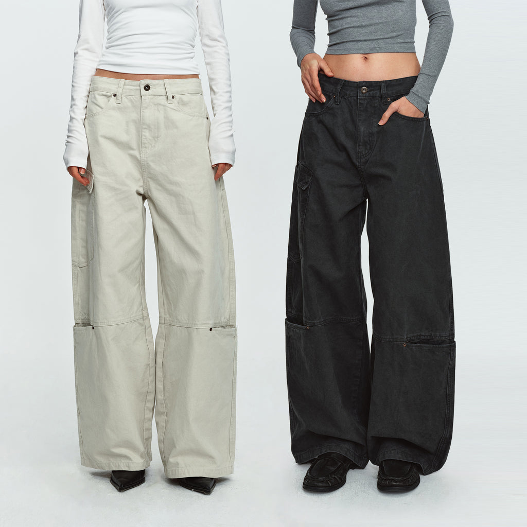 MADWITCH WASHED MULTI-POCKET CURVED-LEG CARGO PANTS #DR9622