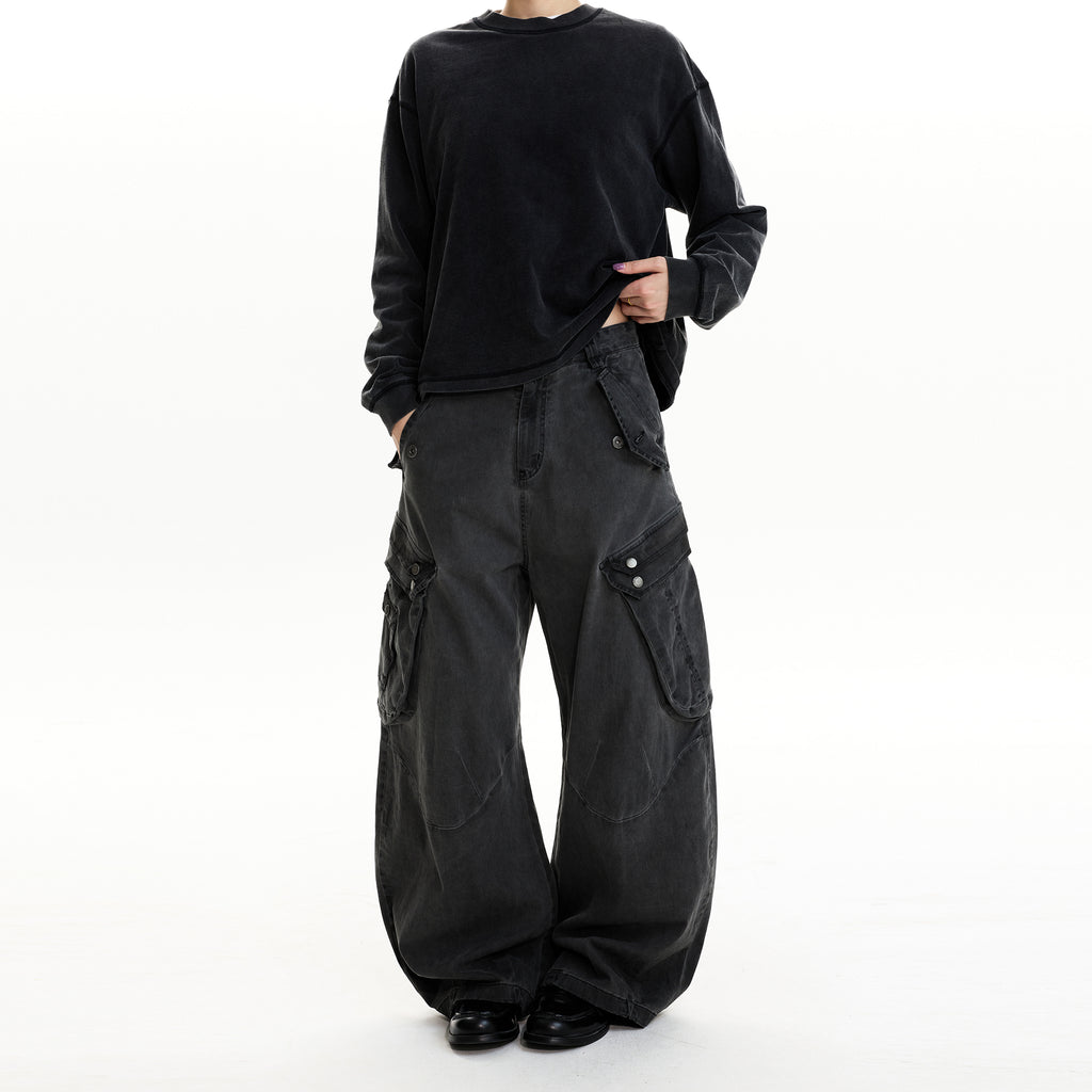 MADWIT DISTRESSED WIDE WORK PANTS #CK6932