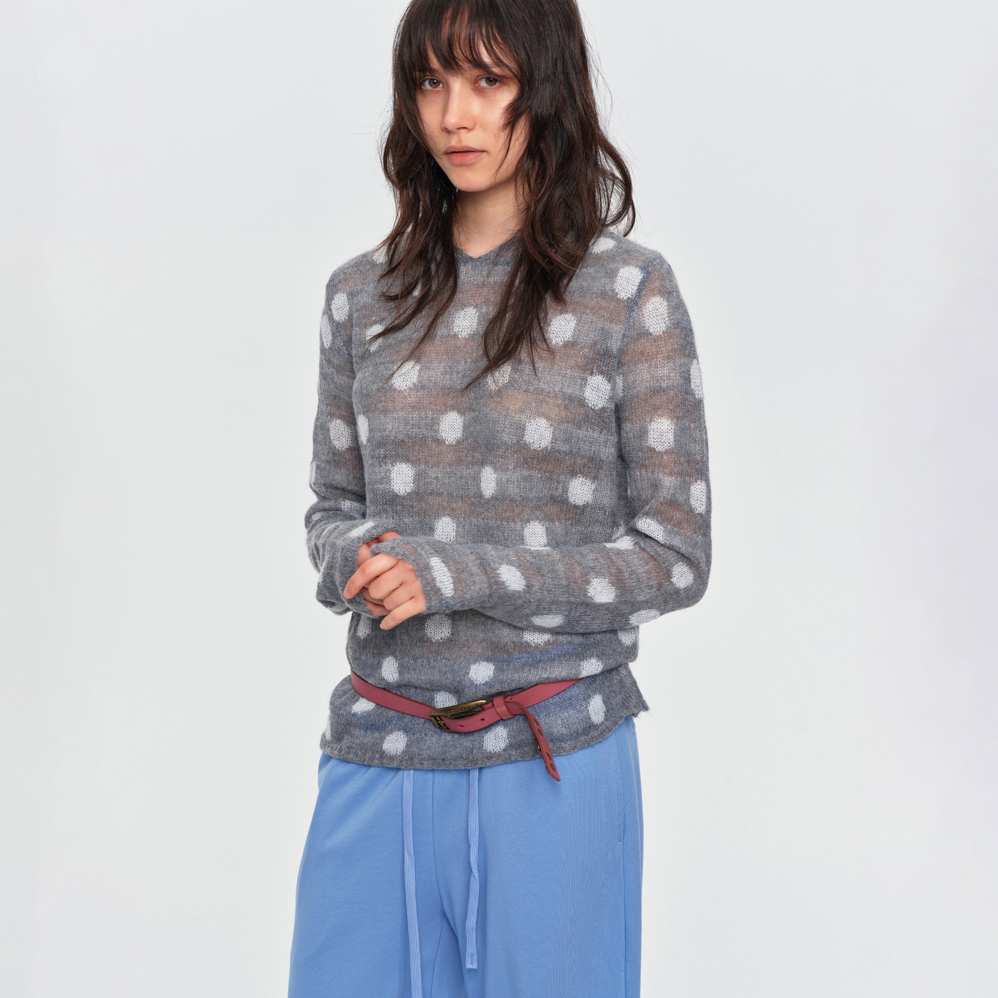 MADWITCH POLKA-DOT HOODED KNIT TOP #MYC026