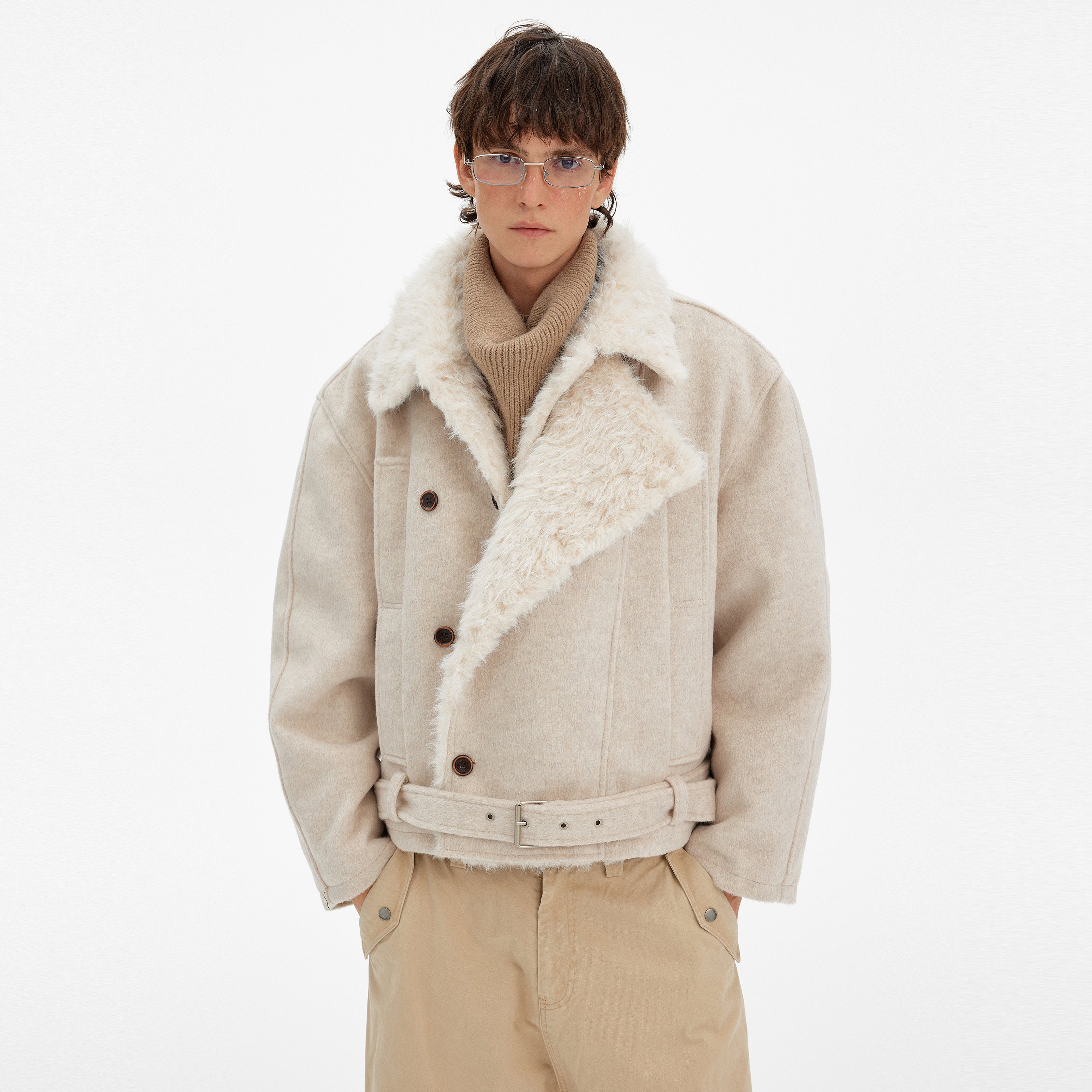 MADWITCH RETRO DOUBLE-BREASTED FUR PARKA #880560