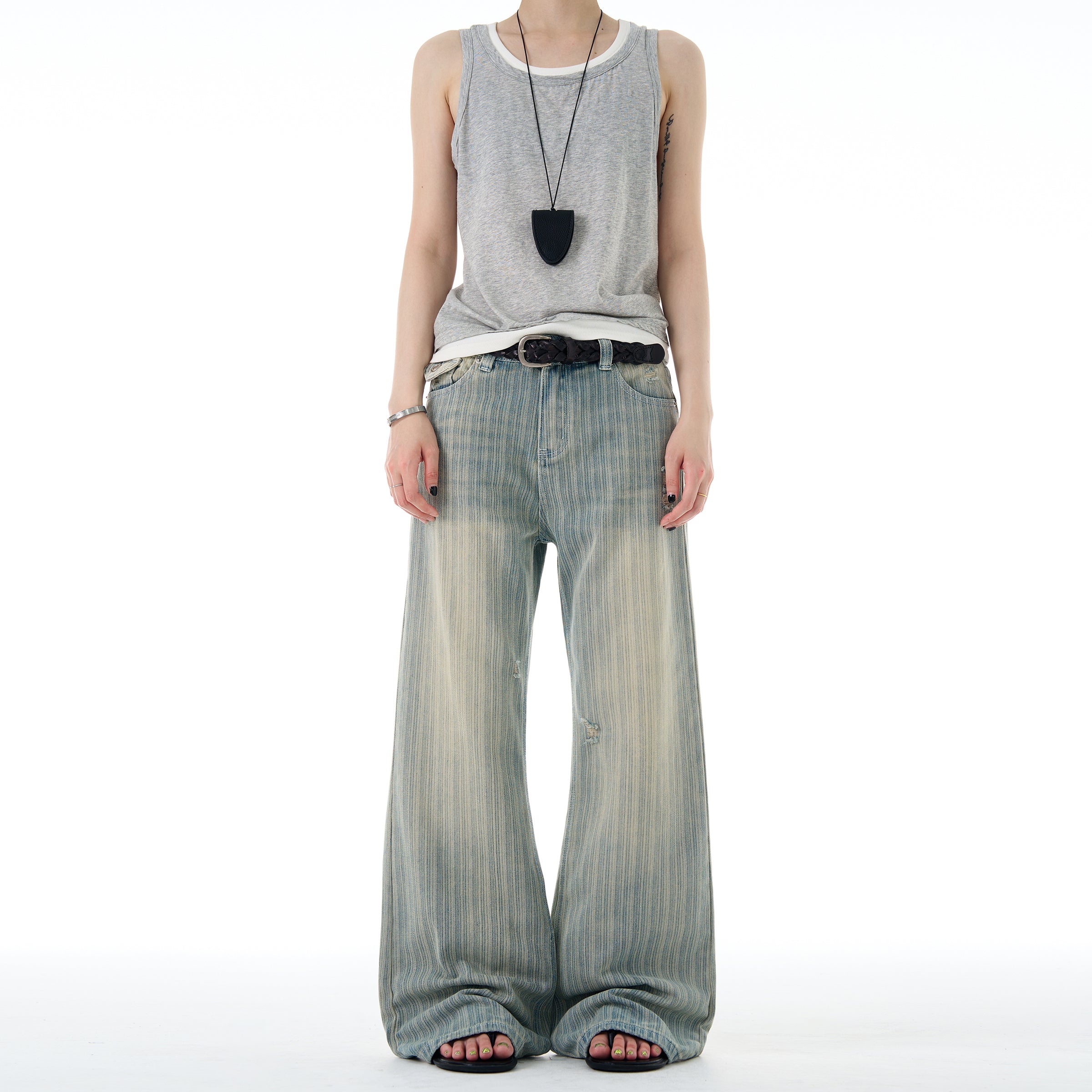 MADWITCH VINTAGE SLUB COTTON JEANS #Z011