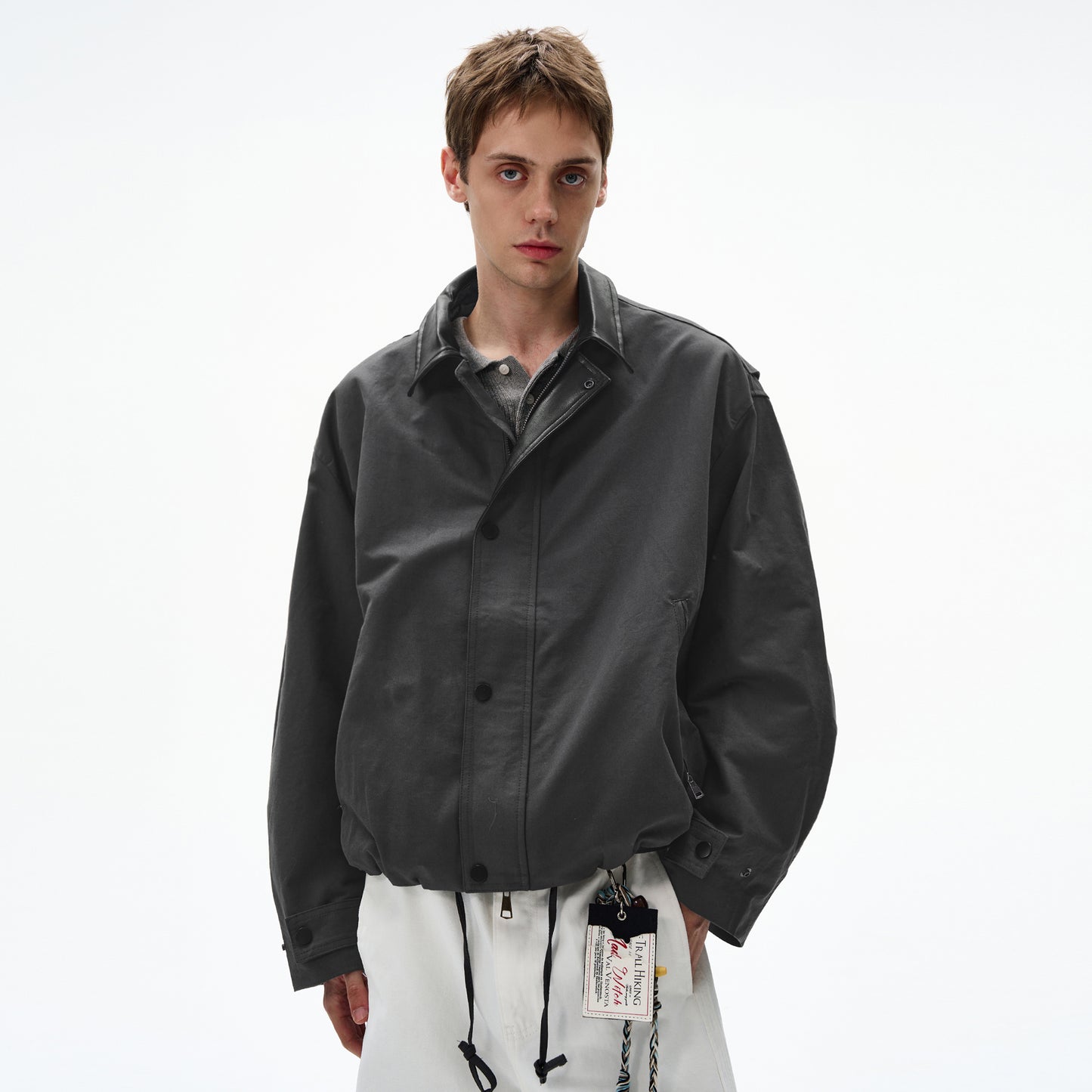 MADWITCH LEATHER-TRIMMED CASUAL TOP #M1005