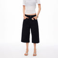 MADWITCH WASHED DISTRESSED ADJUSTABLE CAPRI PANTS #GPC9850D