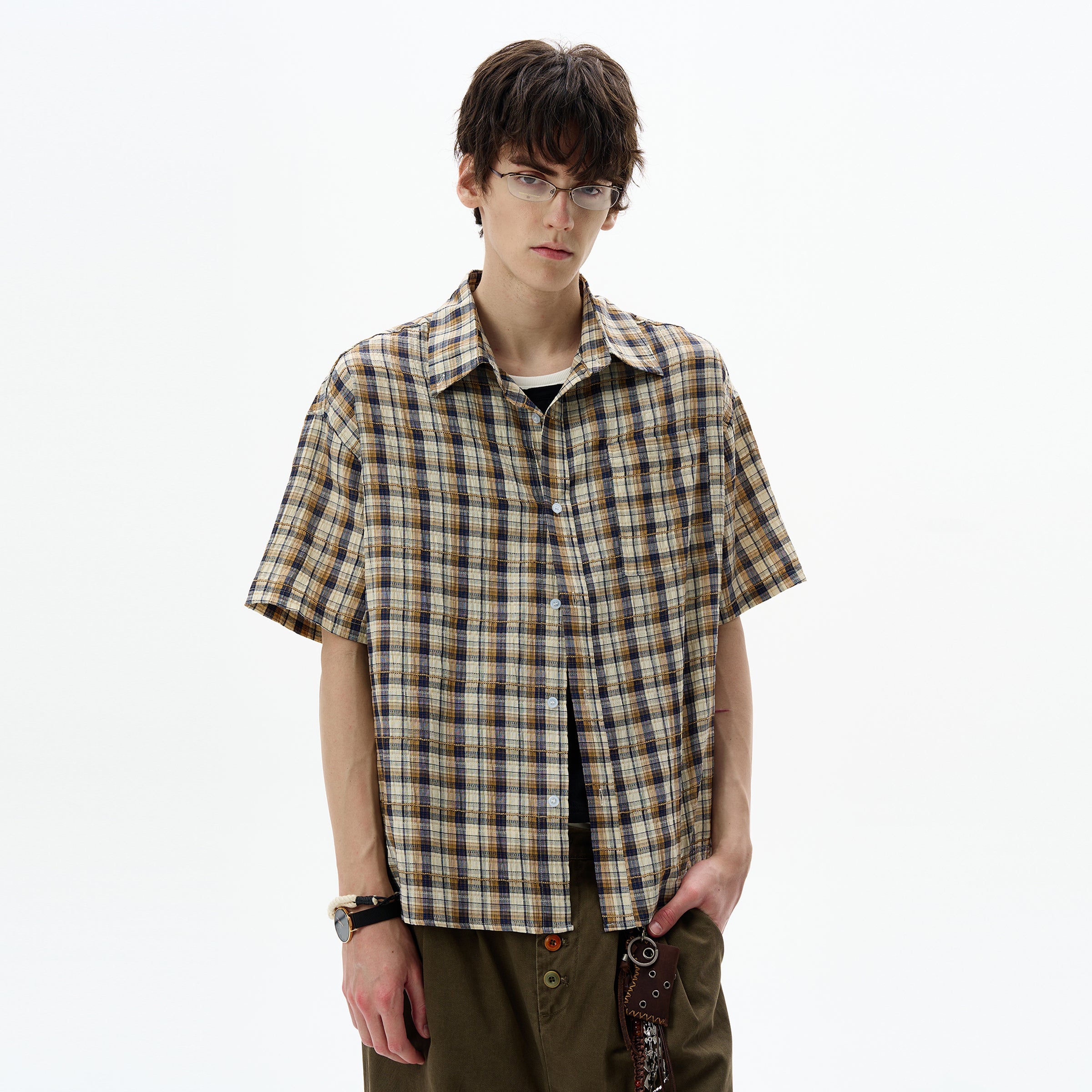 MADWITCH CONTRAST CHECKERED SHIRT #CR251