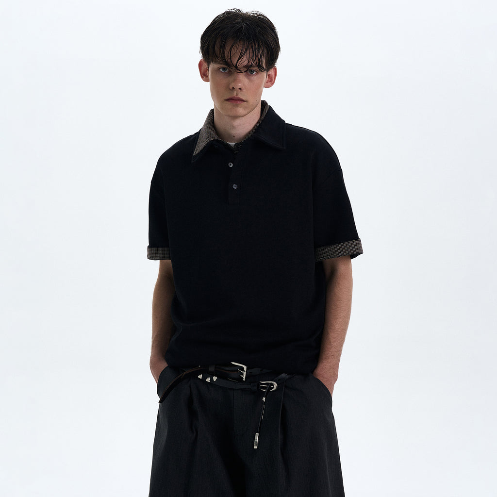 MADWITCH PLAID TURN-DOWN COLLAR SHORT SLEEVE SHIRT #C1768C25