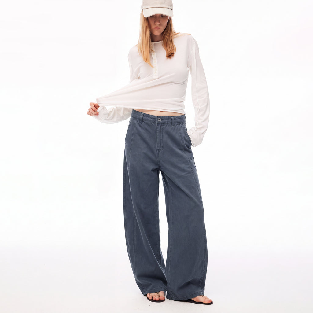 MADWITCH PLAID-PANEL SEAMED WIDE-LEG TROUSERS #2605KZ3012