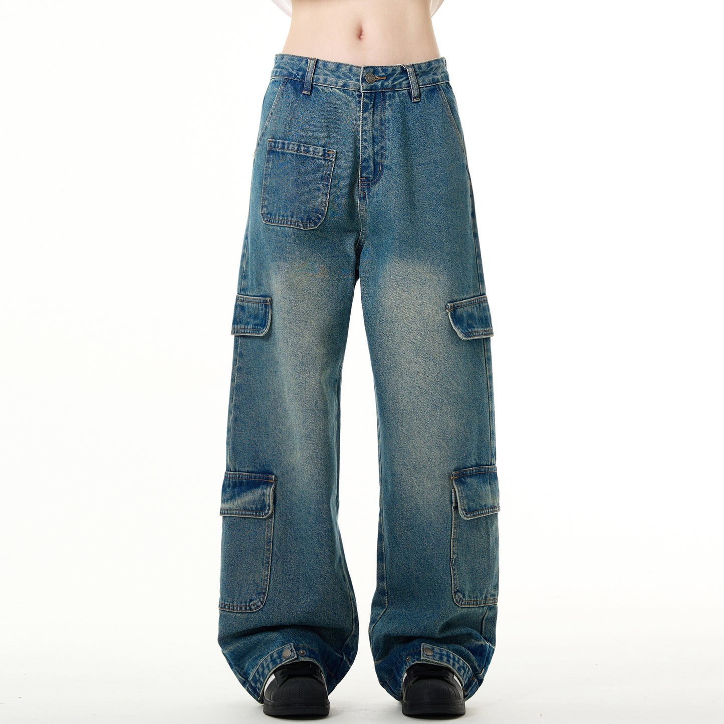 MADWITCH WASHED REVERSE CARGO JEANS #K9270