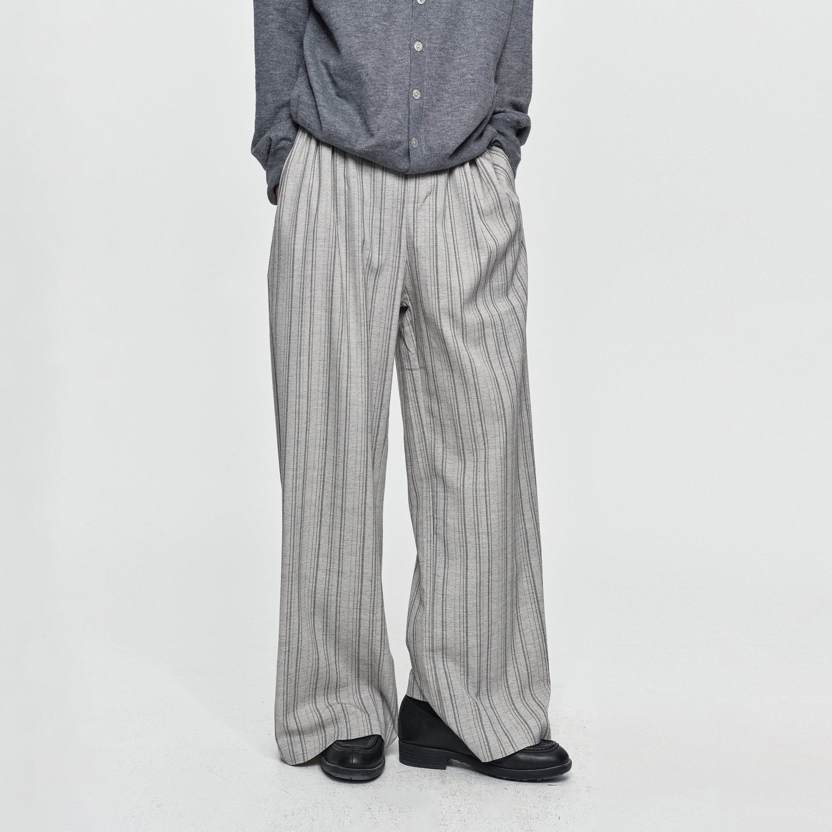 MADWITCH PLEATED STRIPED WIDE-LEG TROUSERS #K2080