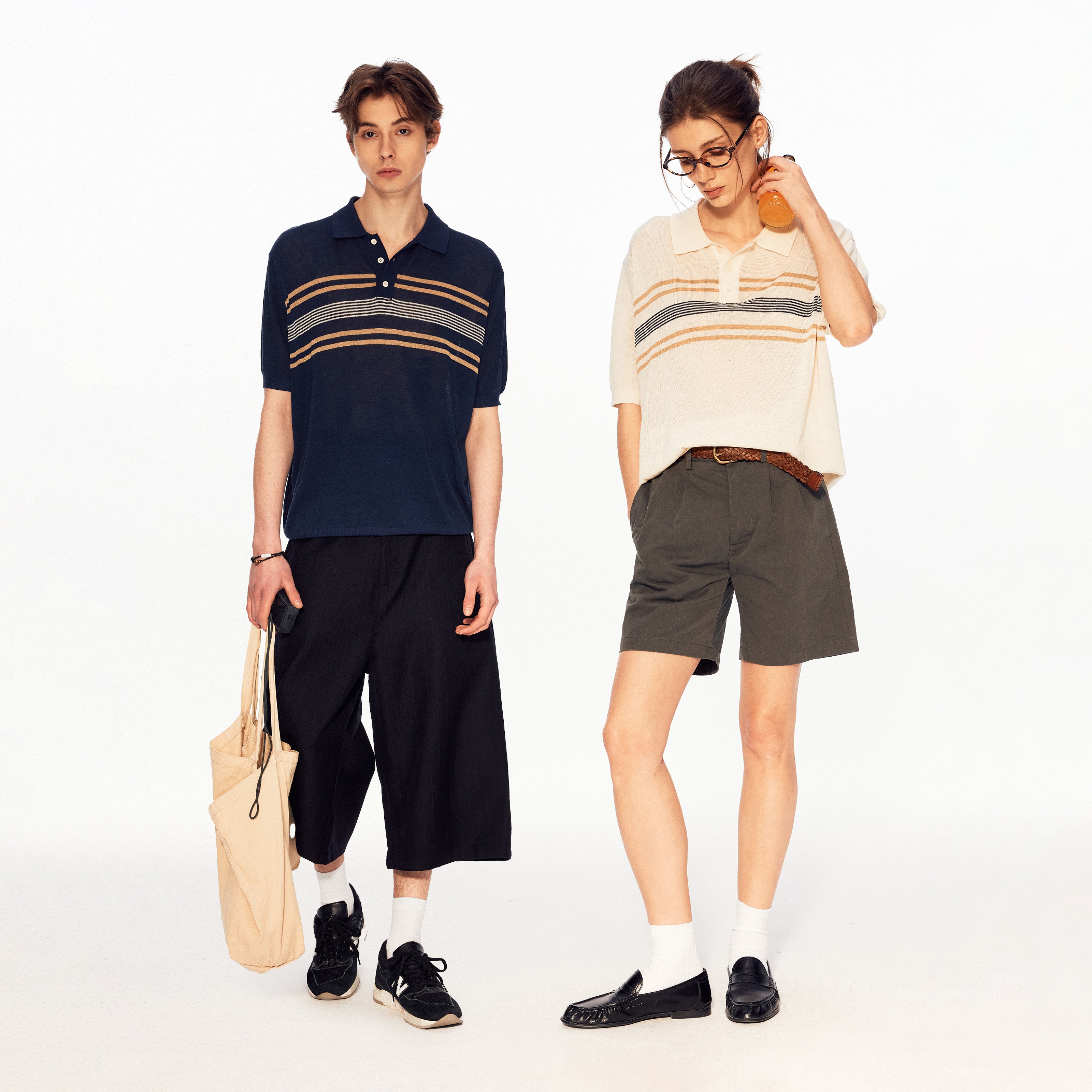 MADWITCH STRIPED KNIT POLO TEE #27496