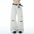 MADWITCH DISTRESSED FLOOR-LENGTH JEANS #58226