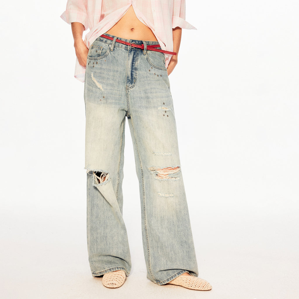 MADWITCH STUDDED DISTRESSED JEANS #CK5613