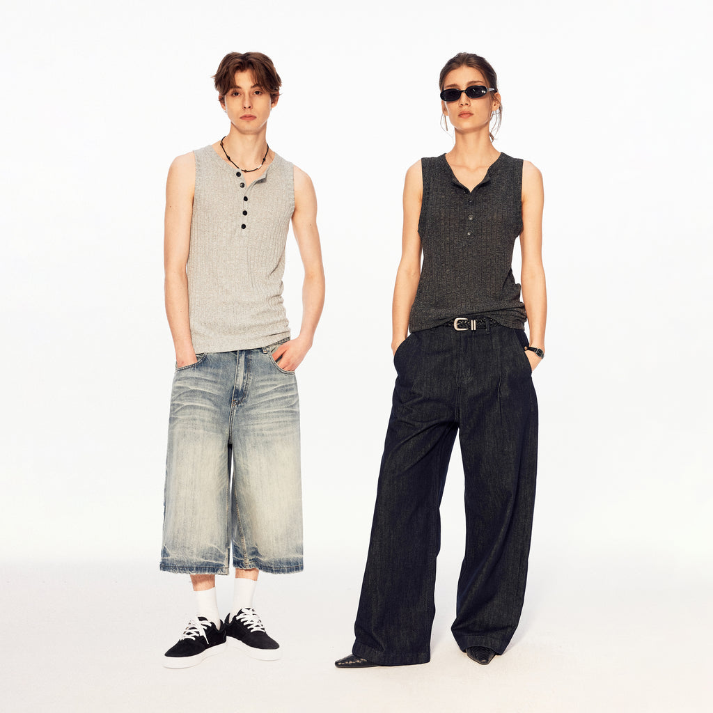 MADWITCH HENLEY RIBBED SLEEVELESS TOP #AW26006