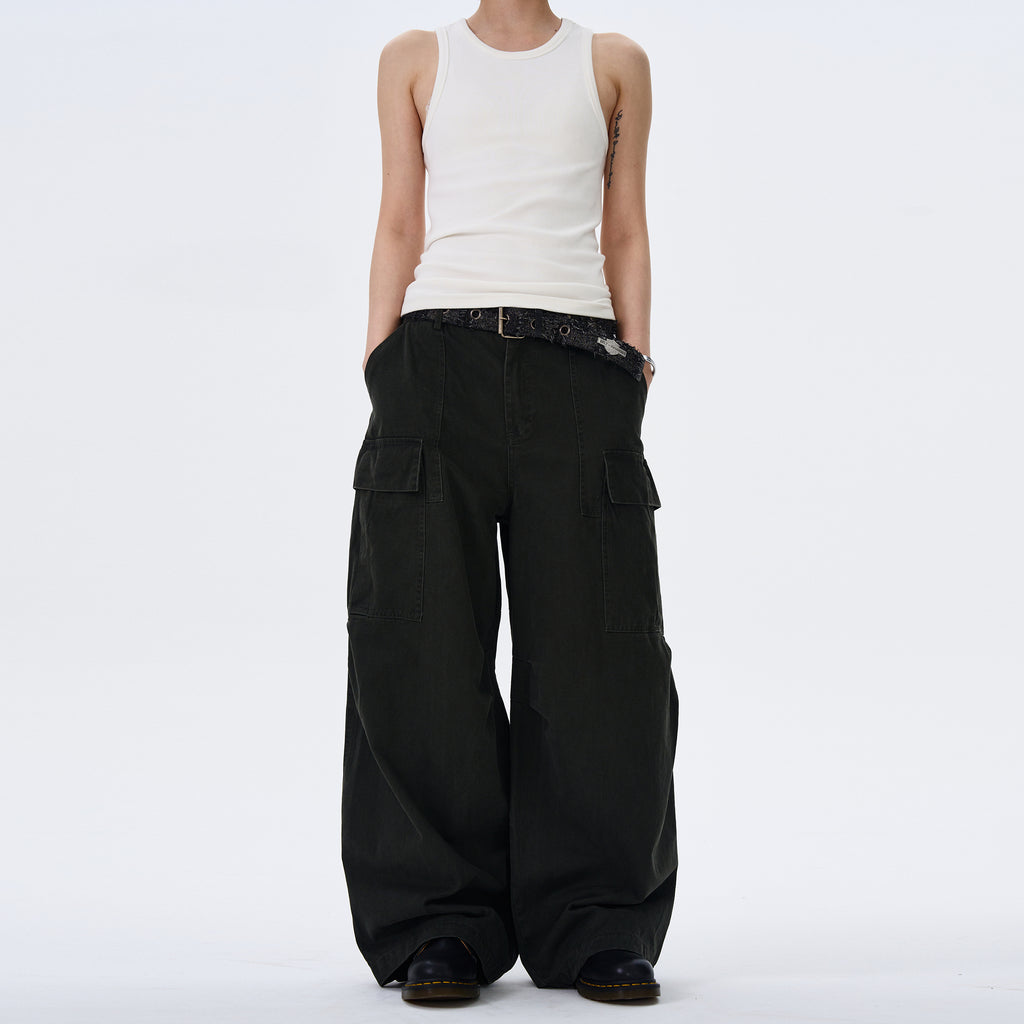 MADWITCH STREET VINTAGE WIDE-LEG CARGO PANTS #L4817