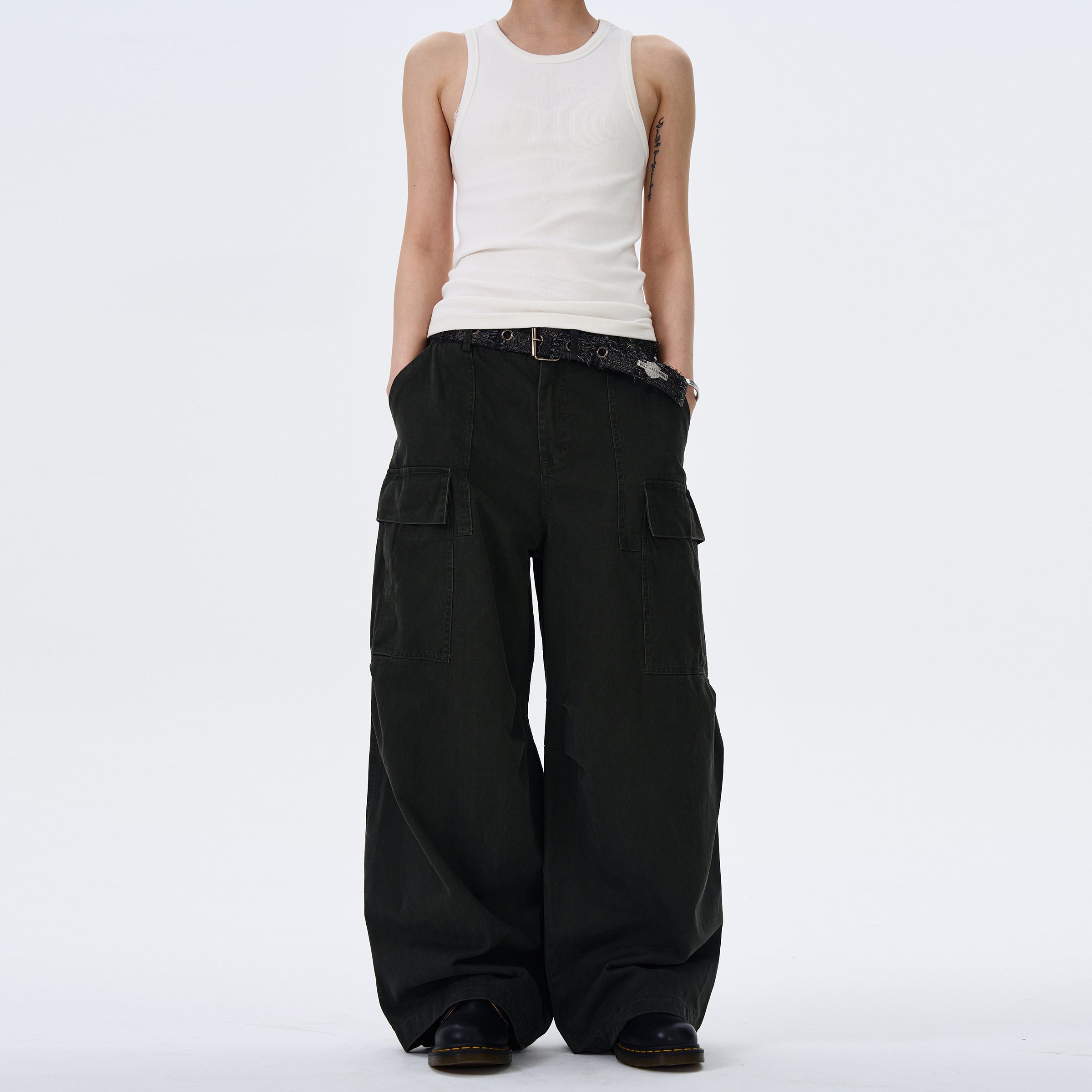 MADWITCH STREET VINTAGE WIDE-LEG CARGO PANTS #L4817