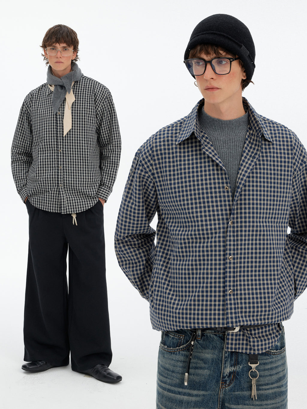 MADWITCH RETRO COLORBLOCK PLAID SHIRT #CW1155