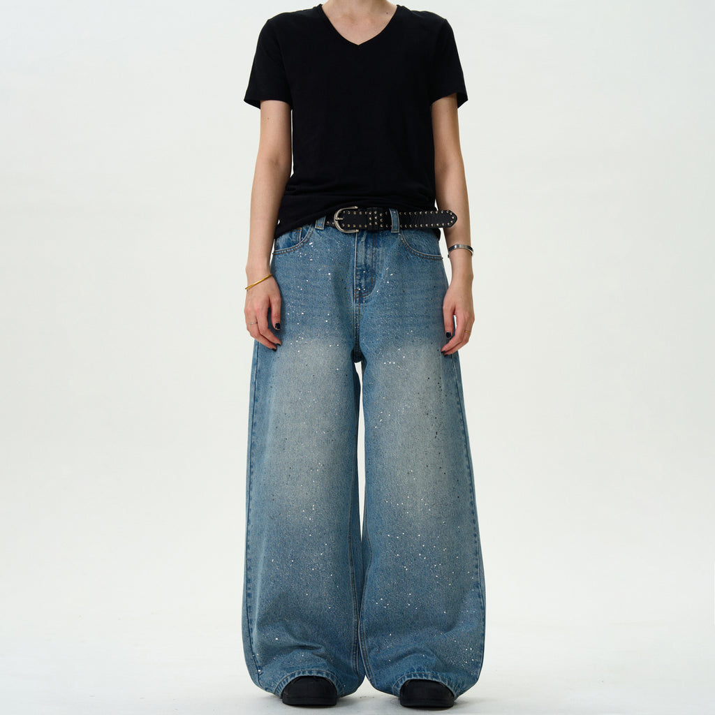 MADWITCH STAR PRINT WASHED DENIM JEANS #WHOA083