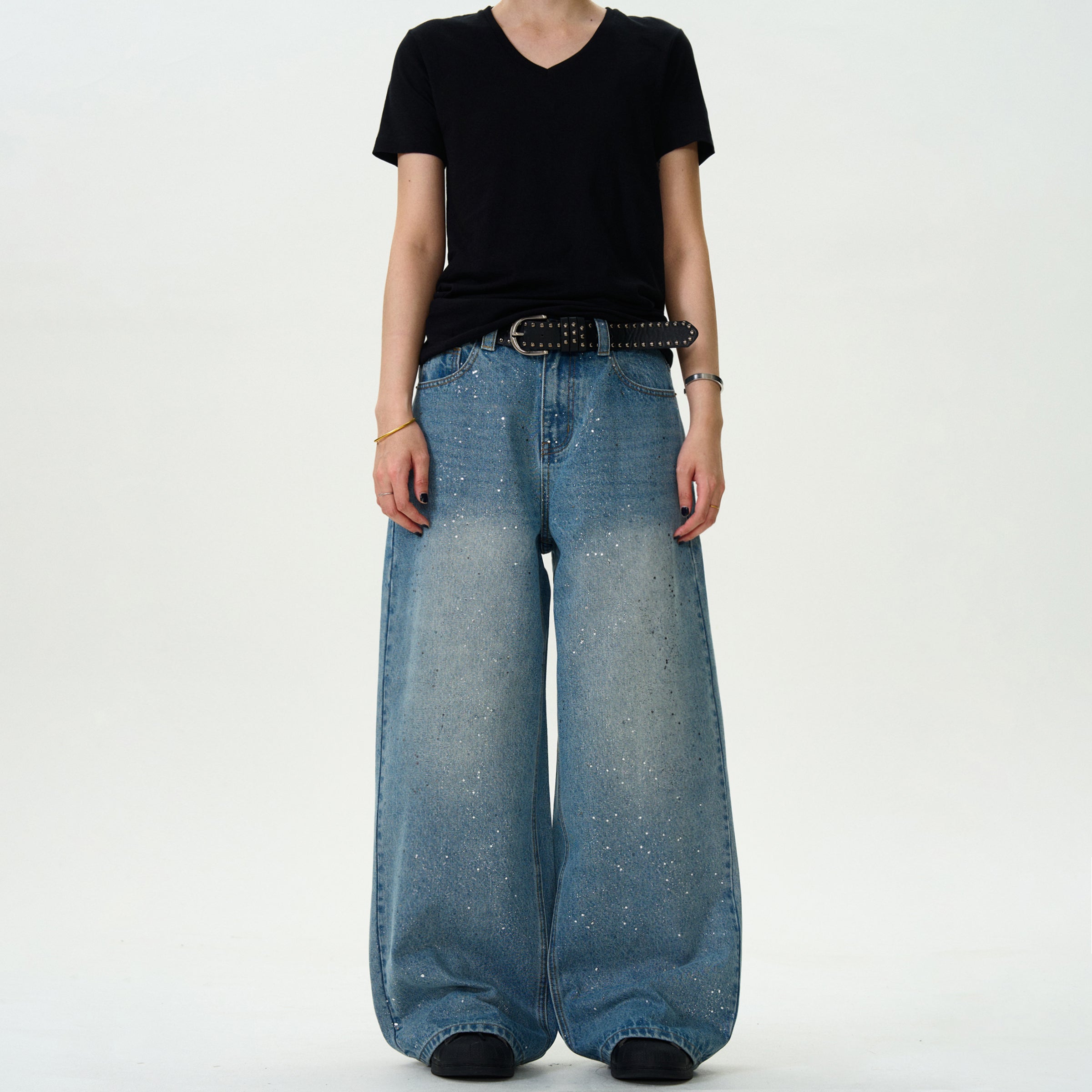 MADWITCH STAR PRINT WASHED DENIM JEANS #WHOA083