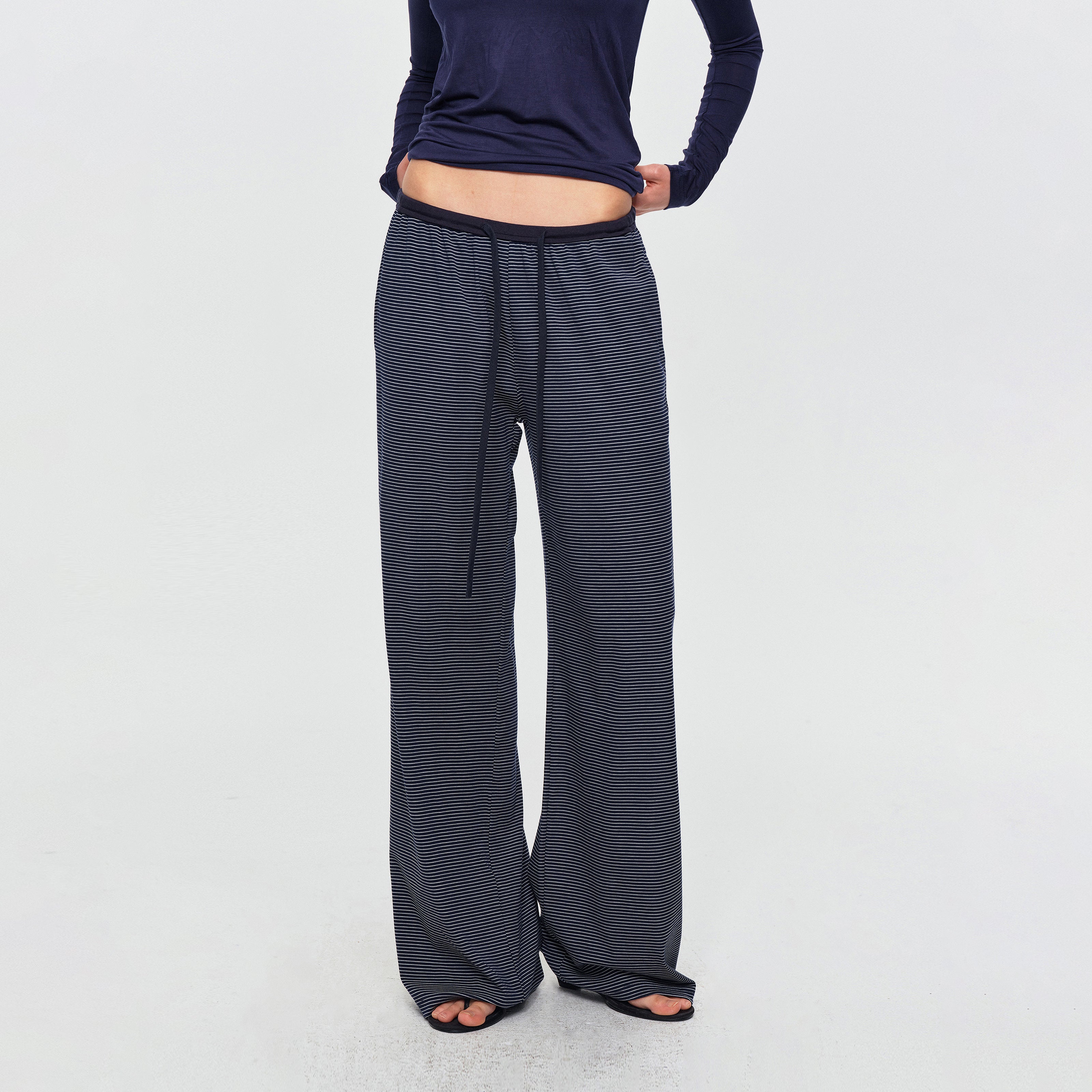 MADWITCH STRIPED LYOCELL WIDE-LEG TROUSERS #CN61103