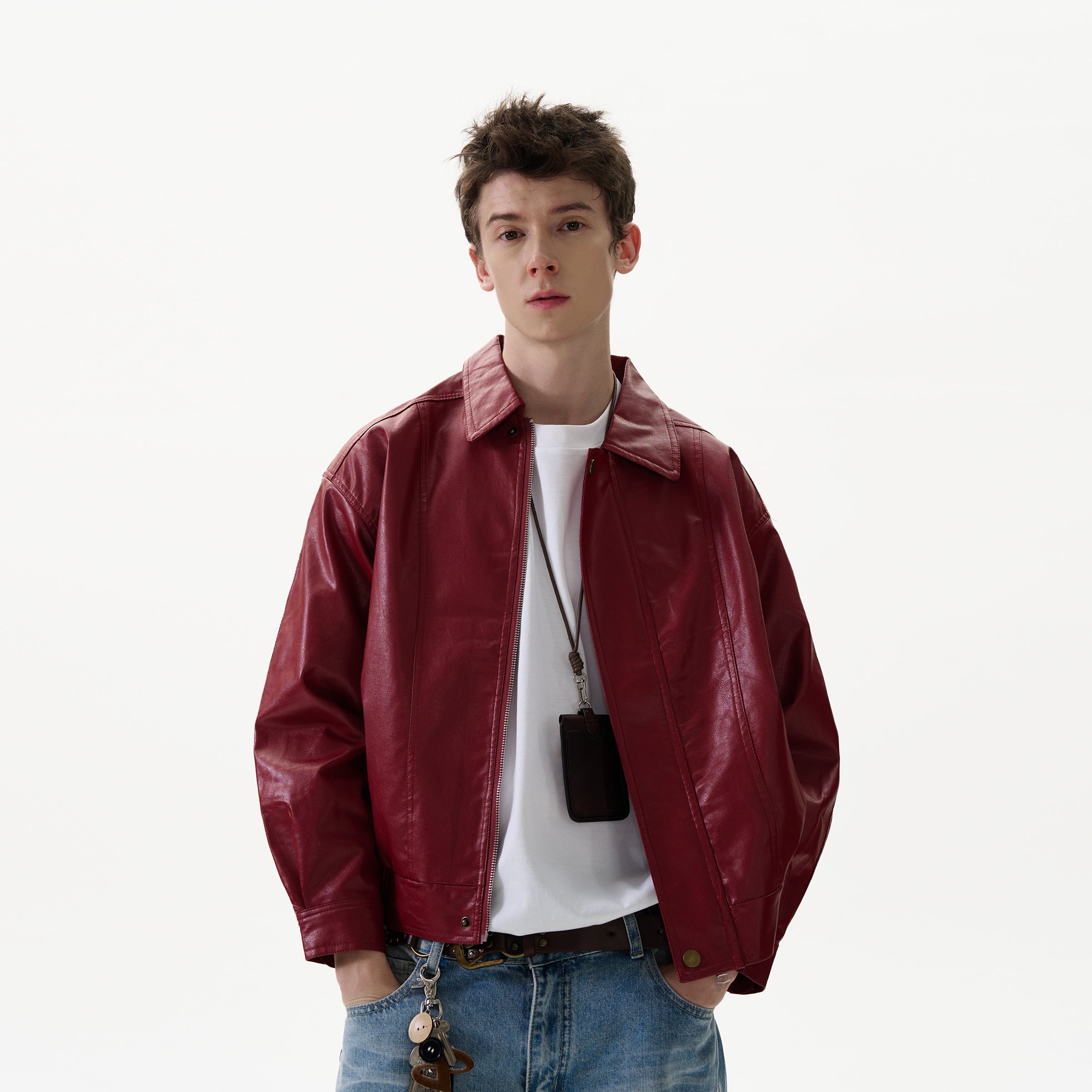 MADWITCH ANKLE-RED LEATHER JACKET #W38