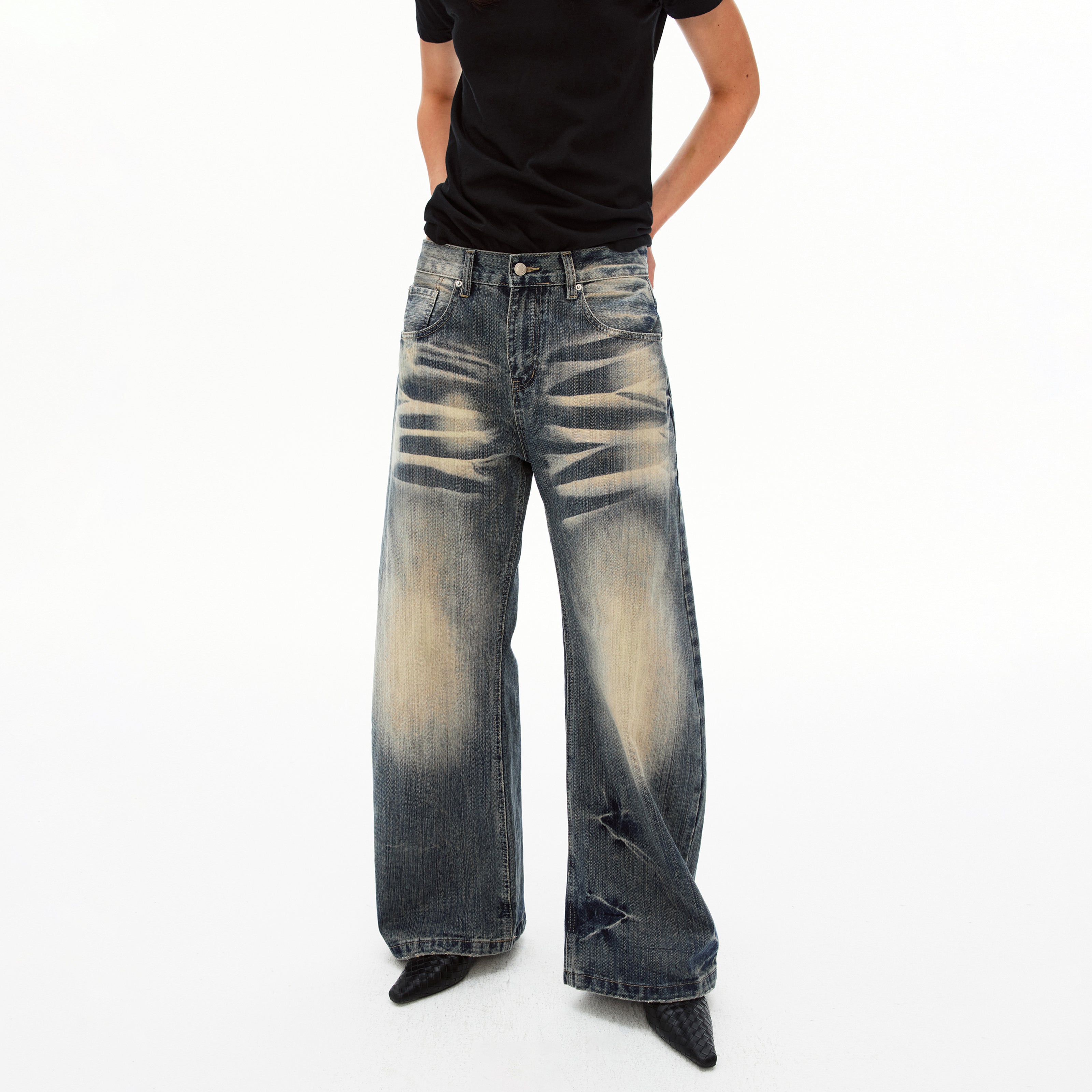MADWIT VINTAGE WHISKER JEANS #G6898