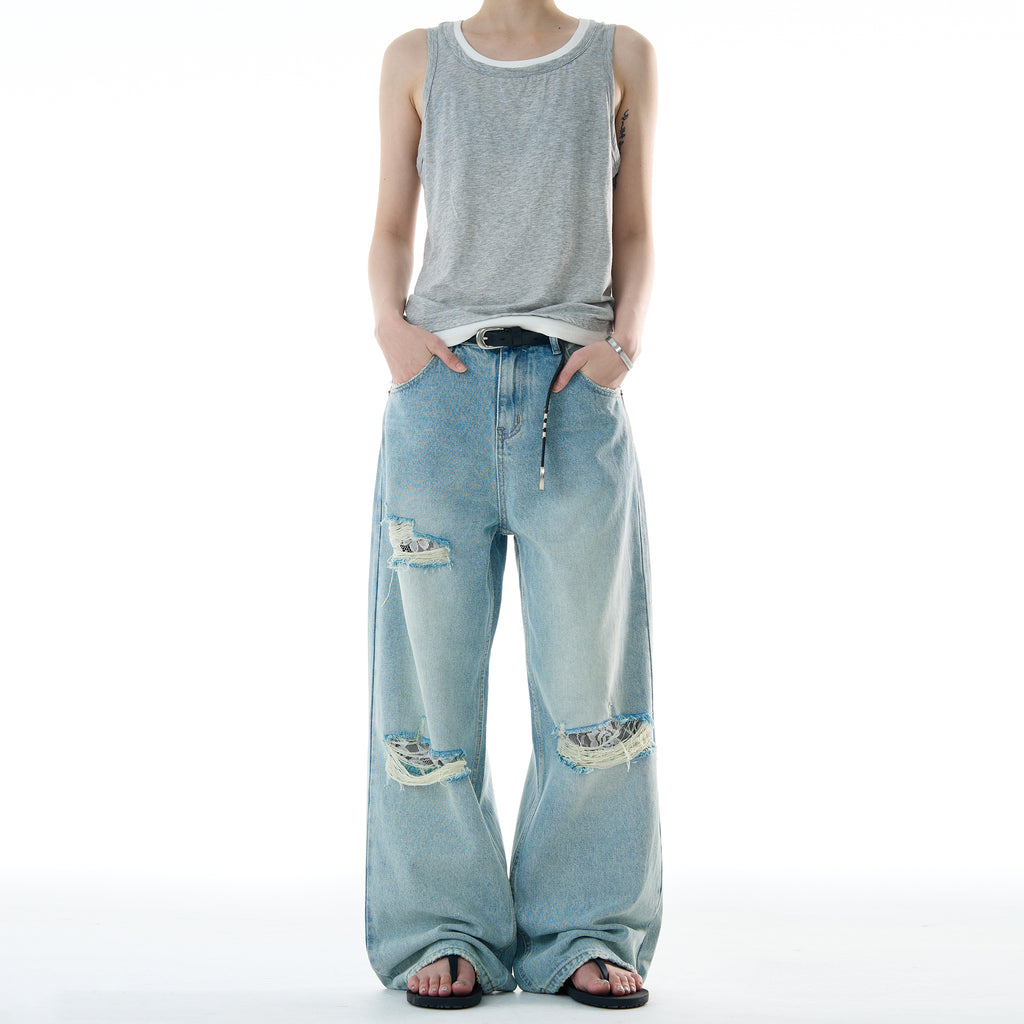 MADWITCH STRAIGHT LEG RIPPED JEANS #CK9579