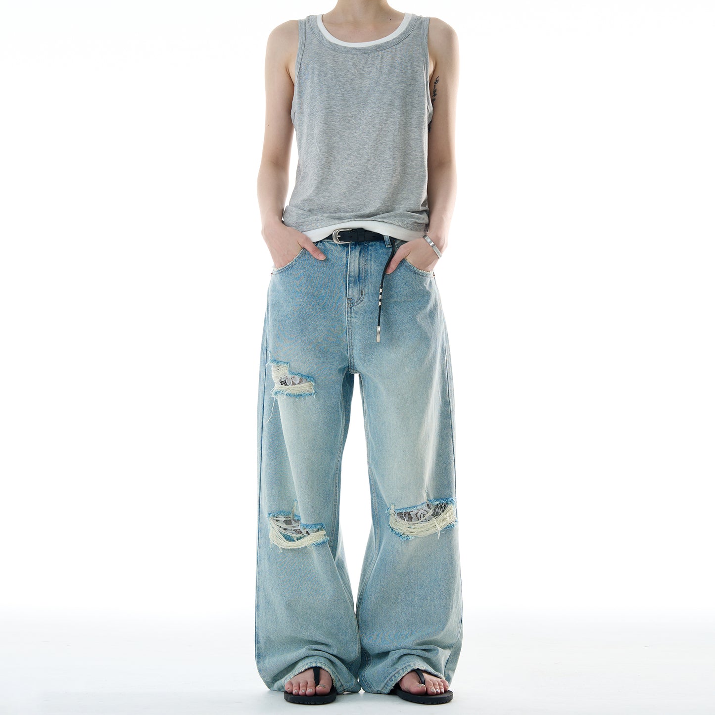 MADWITCH STRAIGHT LEG RIPPED JEANS #CK9579
