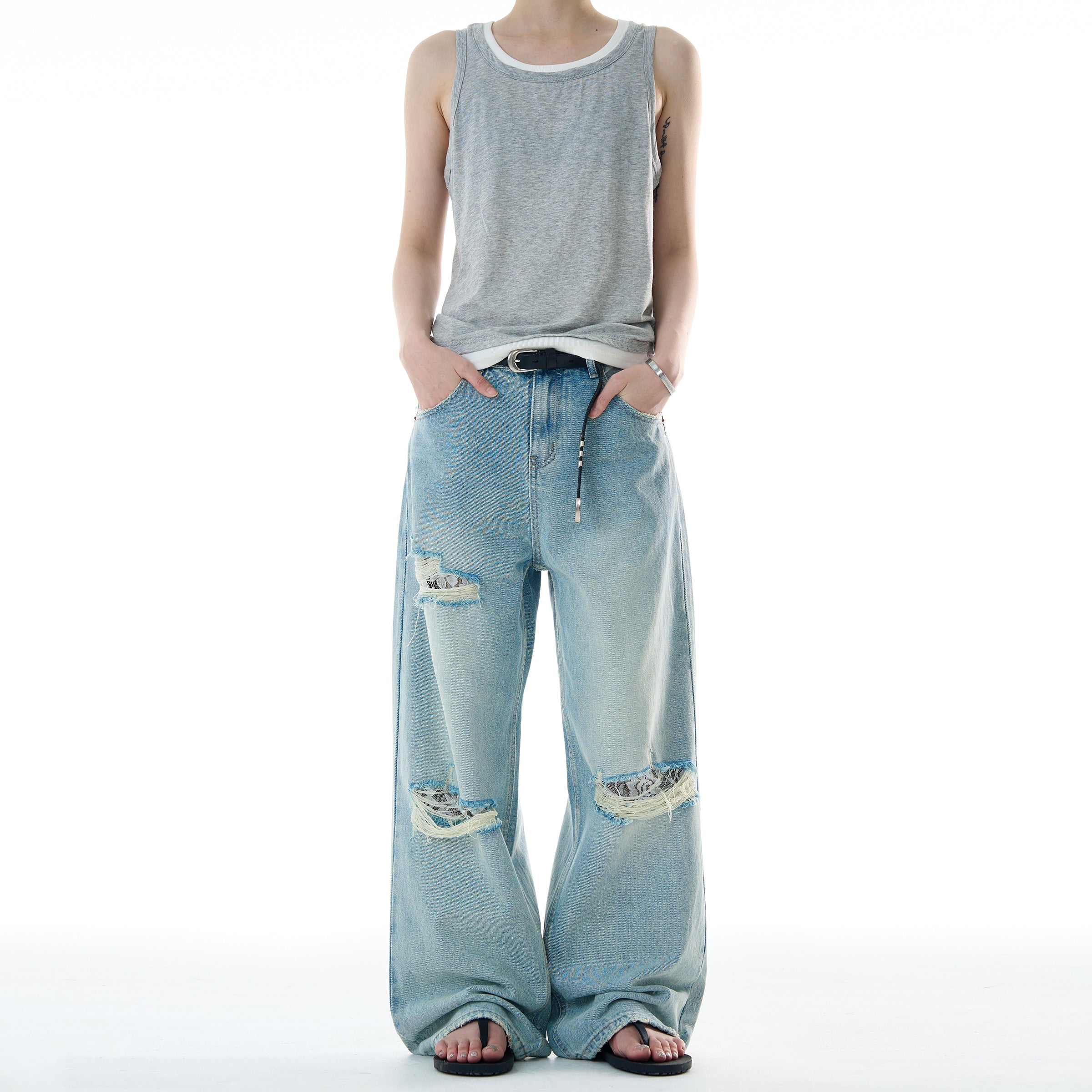 MADWITCH STRAIGHT LEG RIPPED JEANS #CK9579
