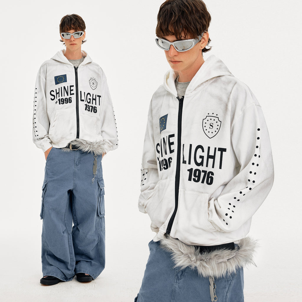 MADWITCH VINTAGE HOODED SWEATSHIRT LETTER PRINT #AW25169