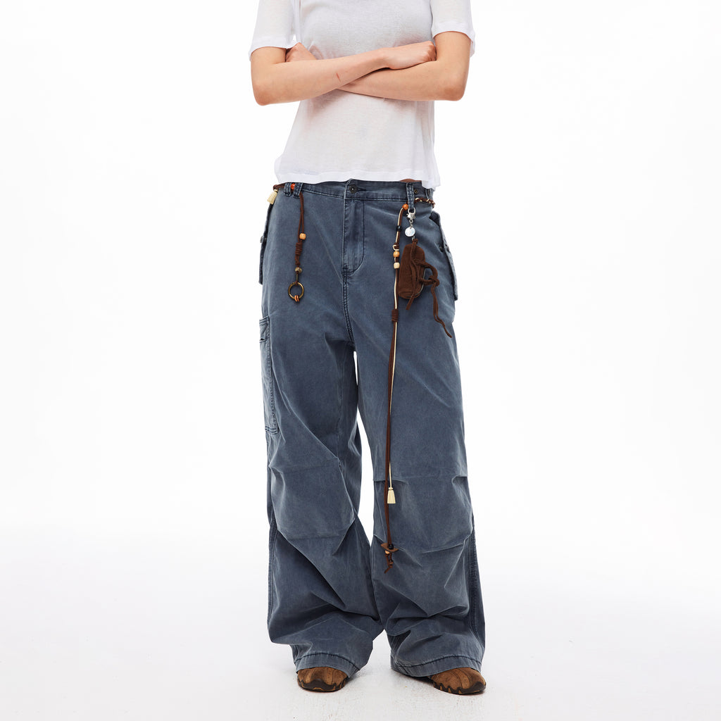 MADWITCH WASHED MULTI-POCKET CARGO PANTS #CK3635
