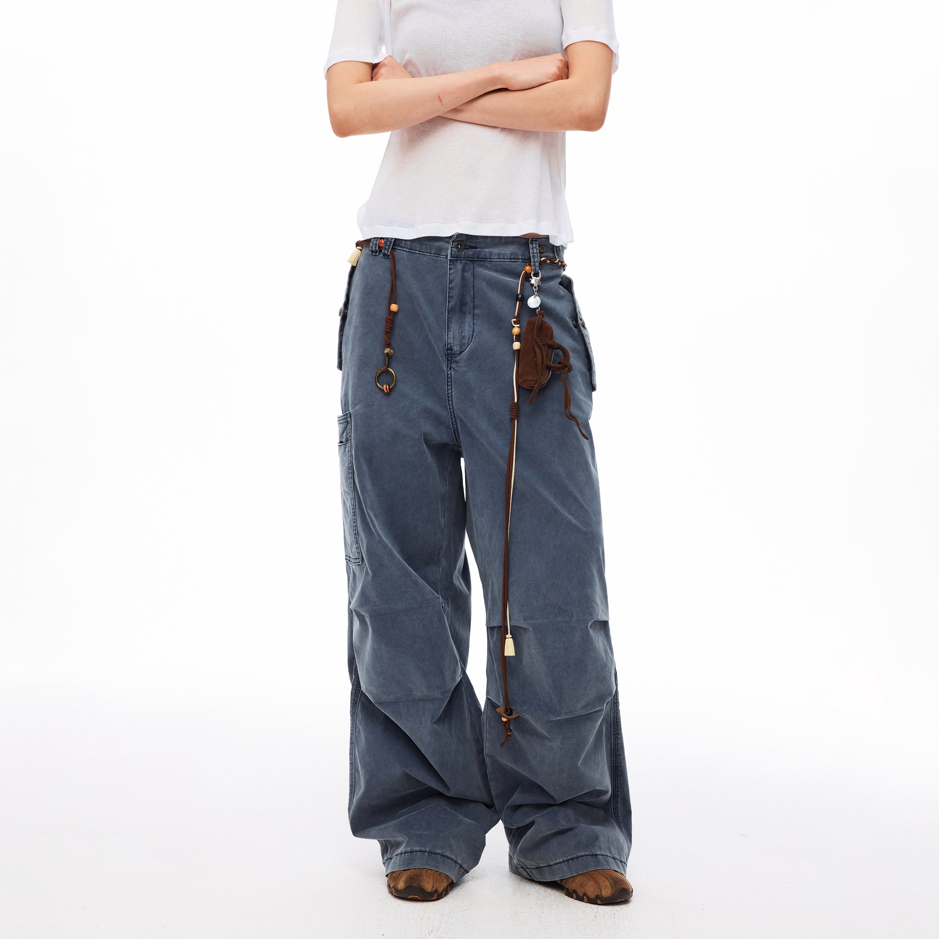 MADWITCH WASHED MULTI-POCKET CARGO PANTS #CK3635