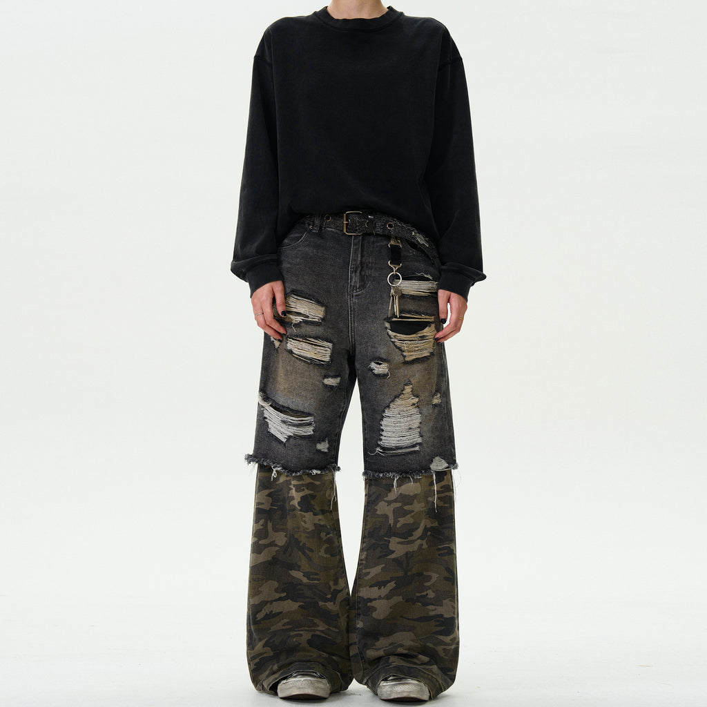 MADWITCH PATCHWORK DISTRESSED DENIM #G6605