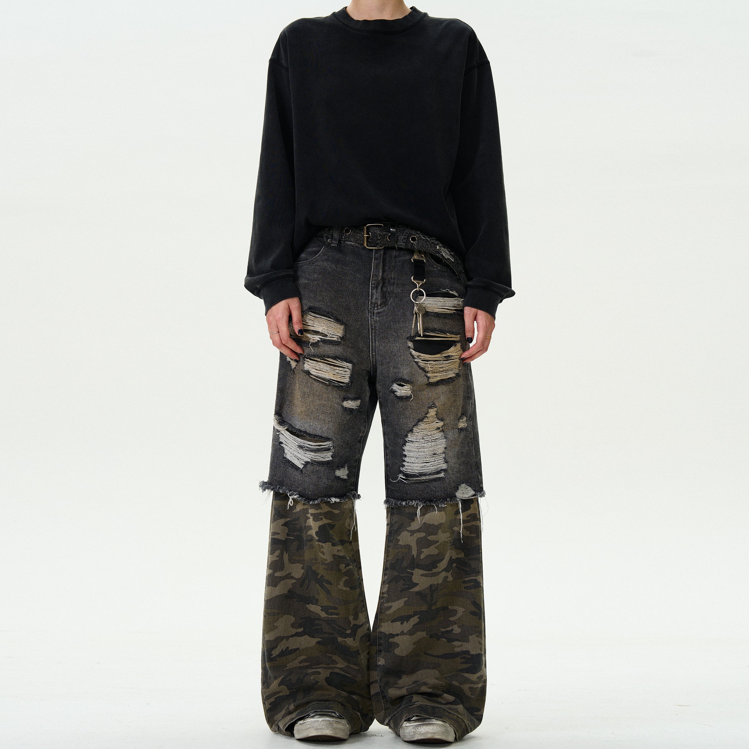 MADWITCH PATCHWORK DISTRESSED DENIM #G6605