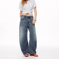 MADWITCH WASHED BUCKLE-BACK CURVED JEANS #CK9830