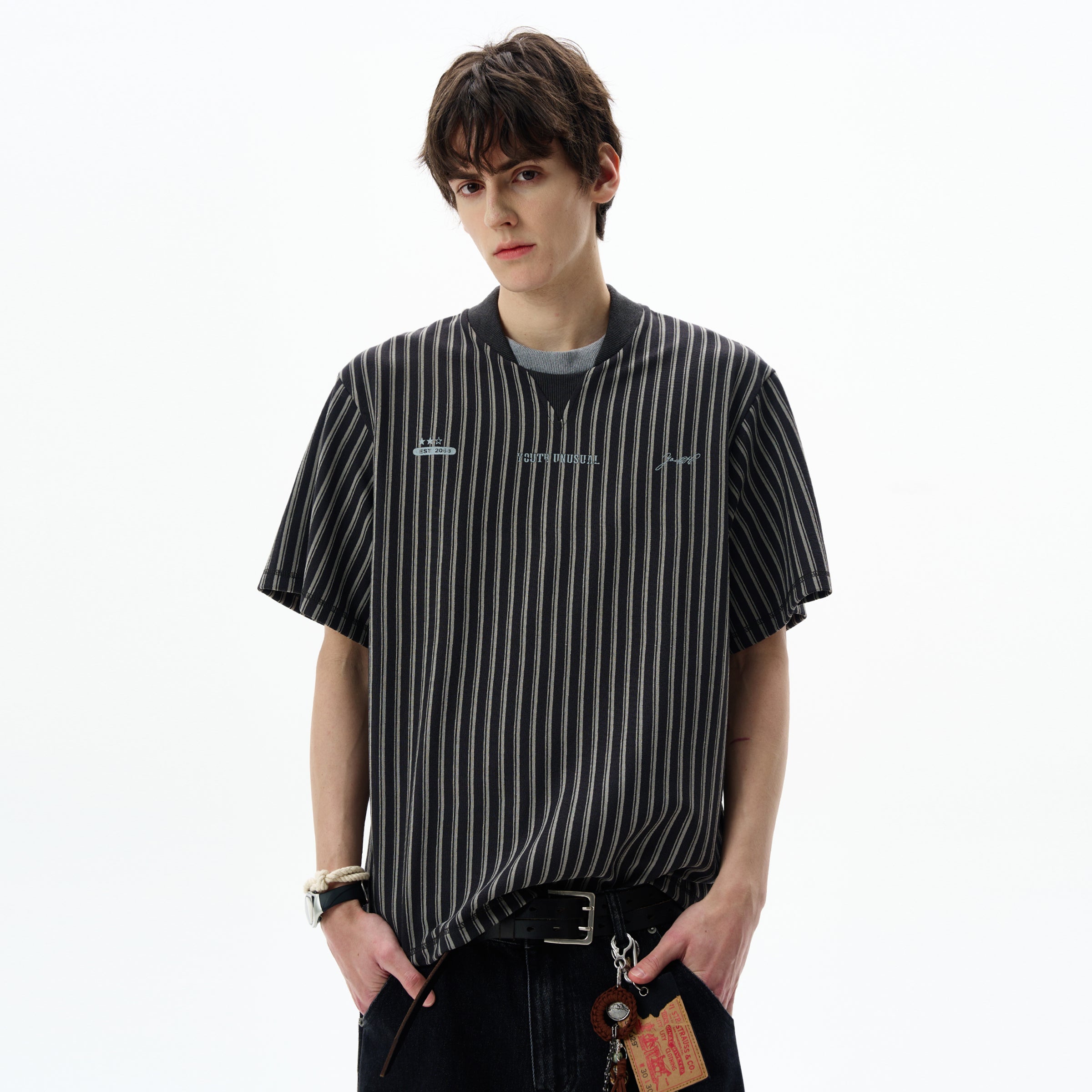 MADWITCH VINTAGE STRIPED TEE #X006