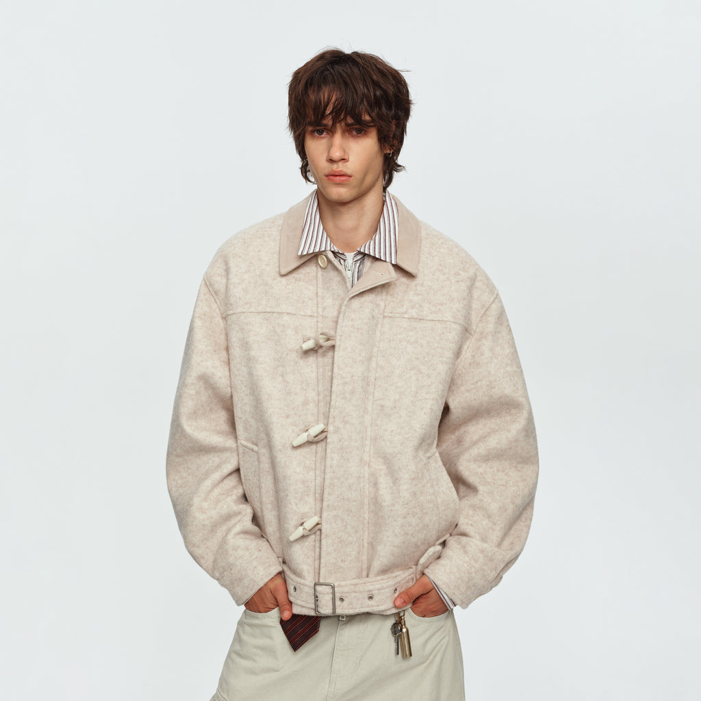 MADWITCH BELTED TOGGLE-BUTTON WOOL-BLEND PUFFER JACKET #991392