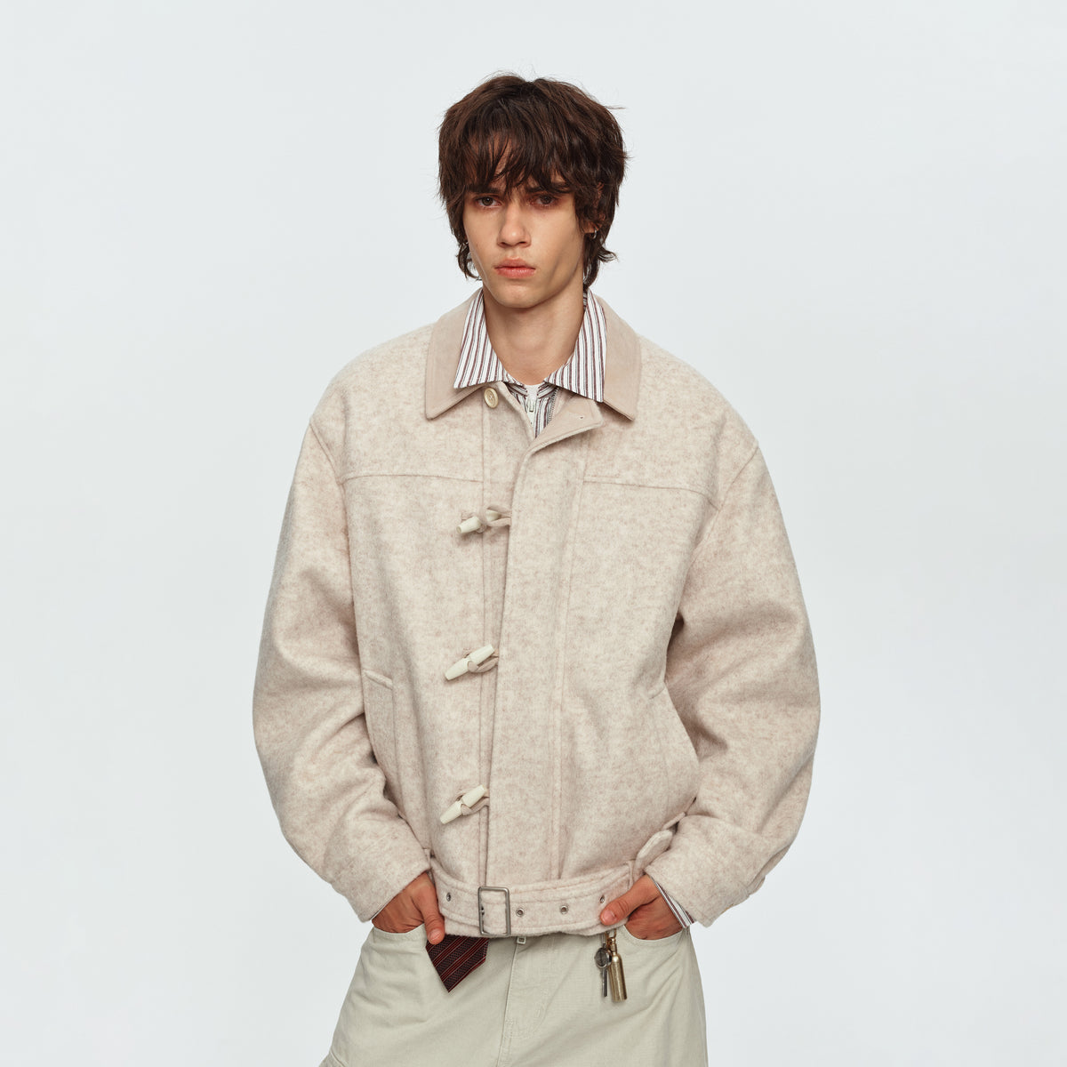 MADWITCH BELTED TOGGLE-BUTTON WOOL-BLEND PUFFER JACKET #991392