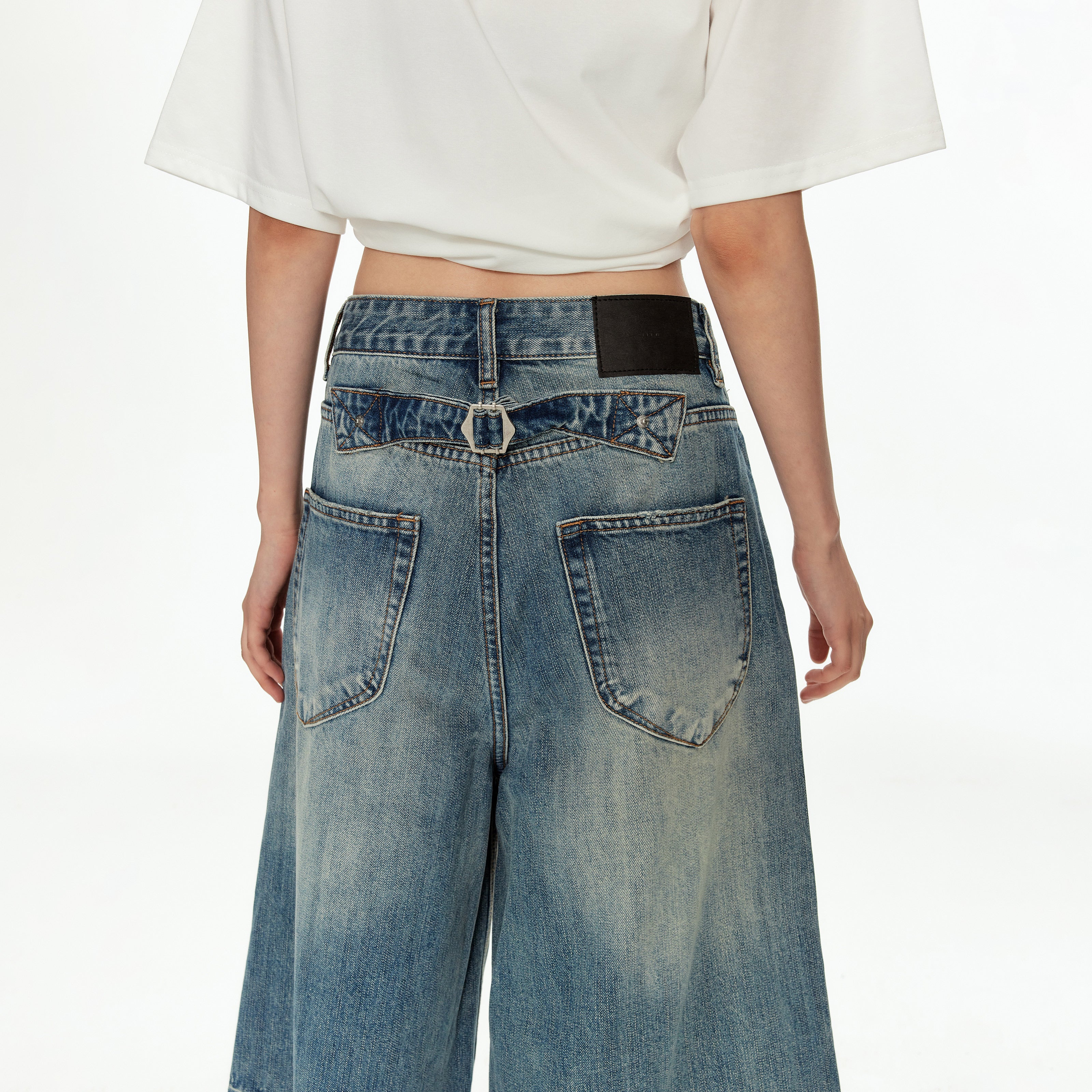 MADWITCH WASHED PARIS BUCKLE JEANS #CK9815D