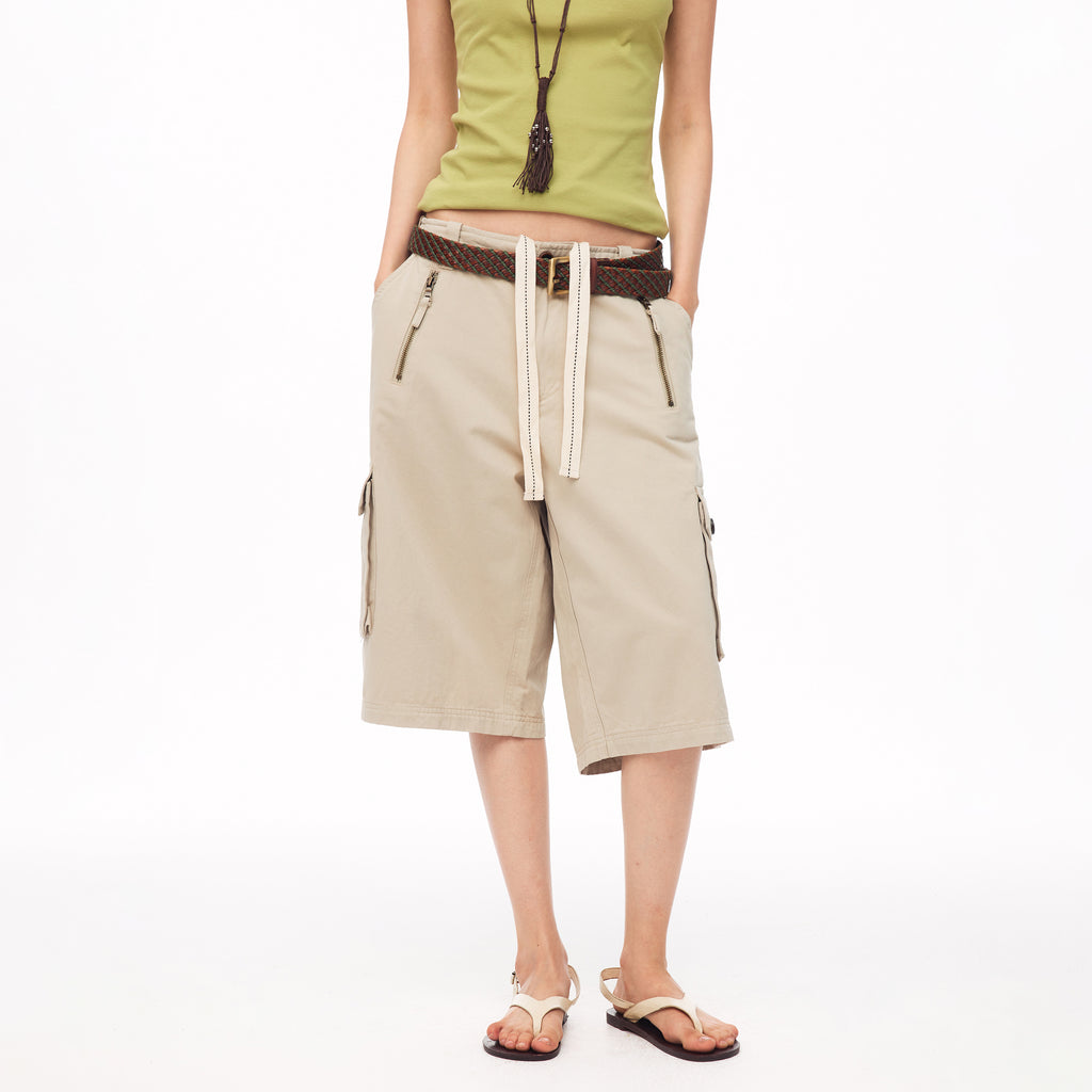 MADWITCH VINTAGE ZIP-POCKET CARGO CAPRI PANTS #A633
