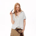 MADWITCH STRIPED TEXTURED SHORT-SLEEVE SHIRT #G26468