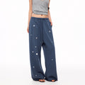 MADWITCH DRAWSTRING MIRROR-DISK WIDE-LEG SWEATPANTS #CK61067
