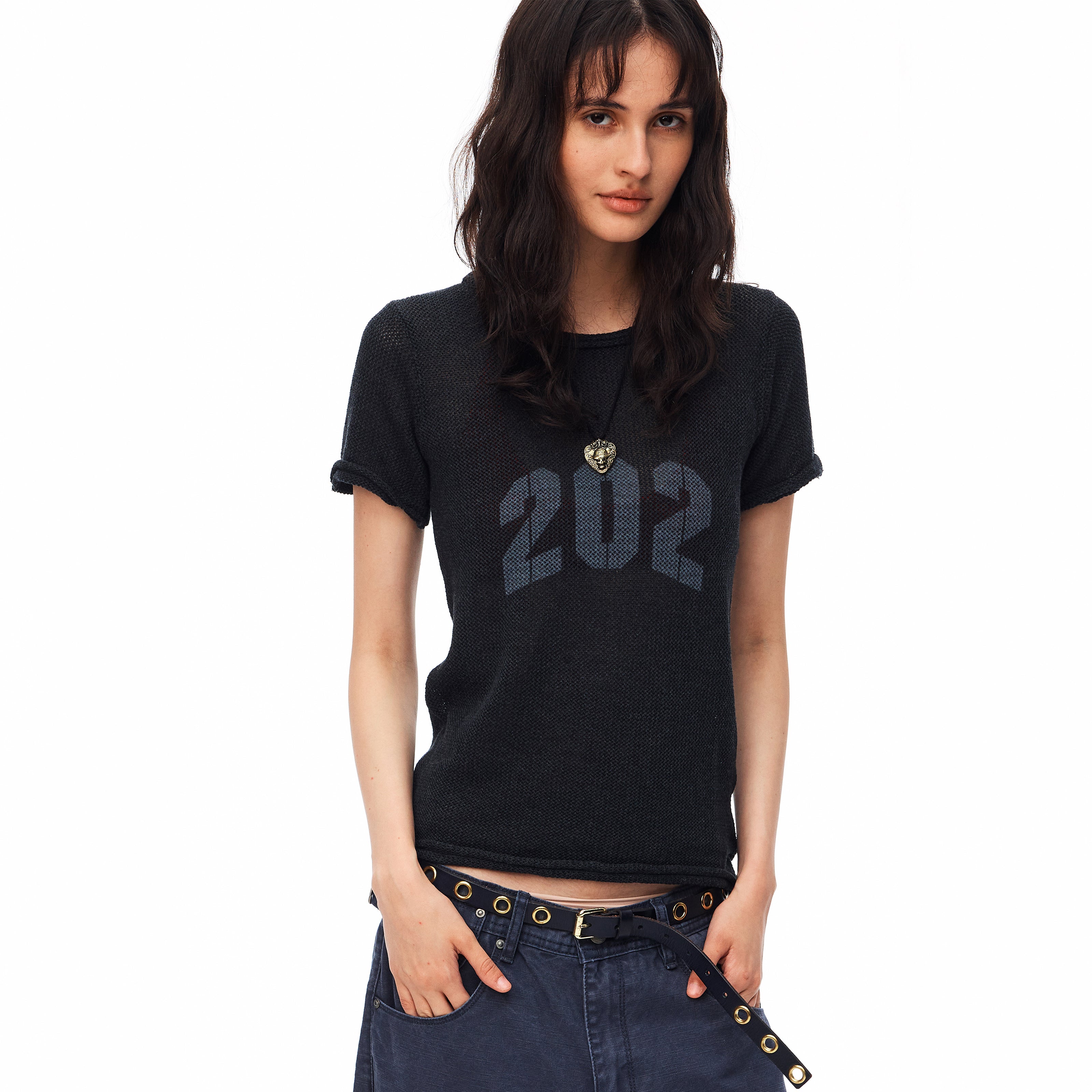 MADWITCH VINTAGE WASHED DISTRESSED KNIT SHORT-SLEEVE T-SHIRT #MYC020