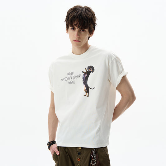 MADWITCH PUPPY PRINT T-SHIRT #MD4196