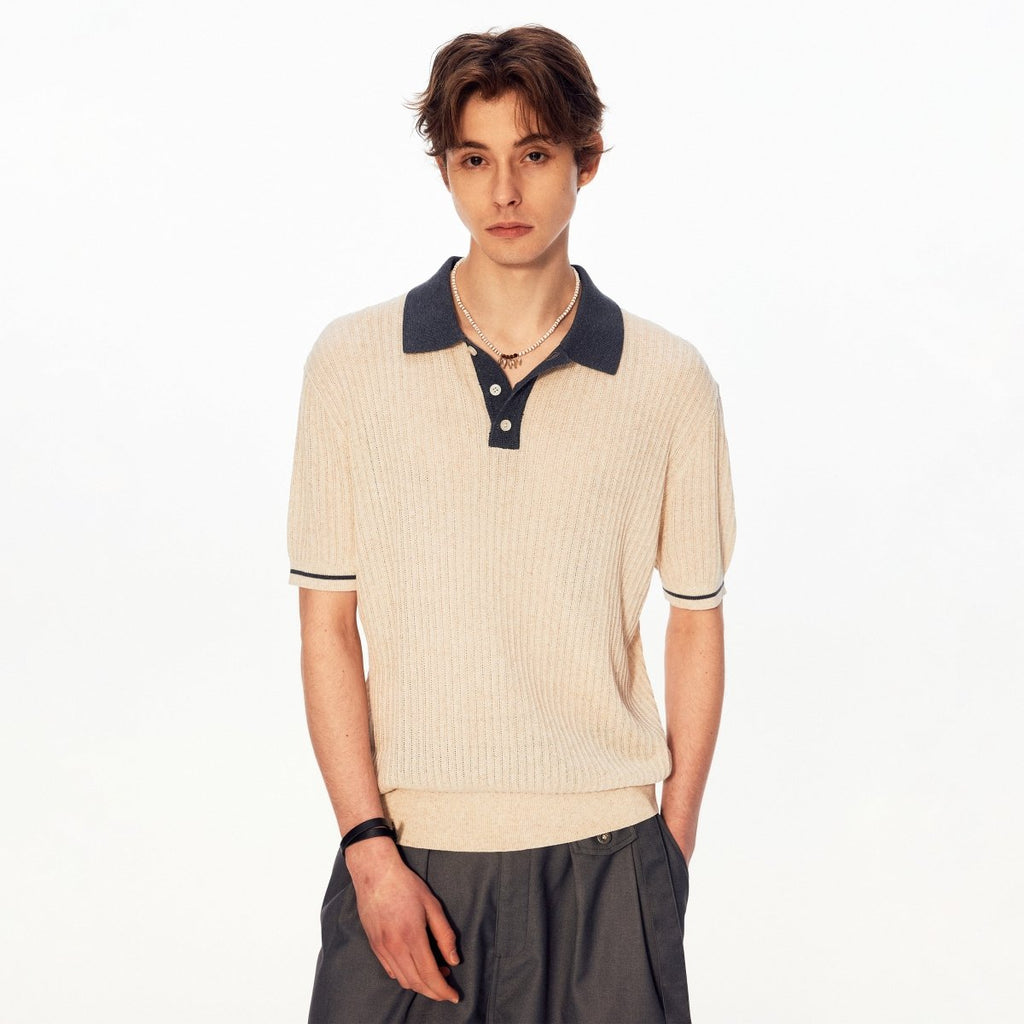 MADWITCH COLORBLOCK RIBBED POLO TEE MD27493 - MadWitch Store