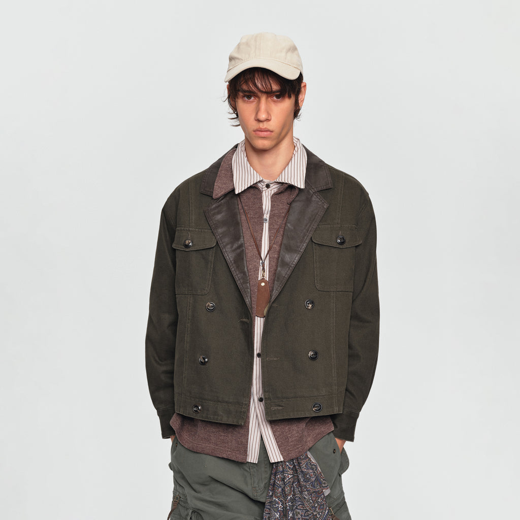 MADWITCH CONTRAST-COLLAR RELAXED UTILITY JACKET #2609WT6101