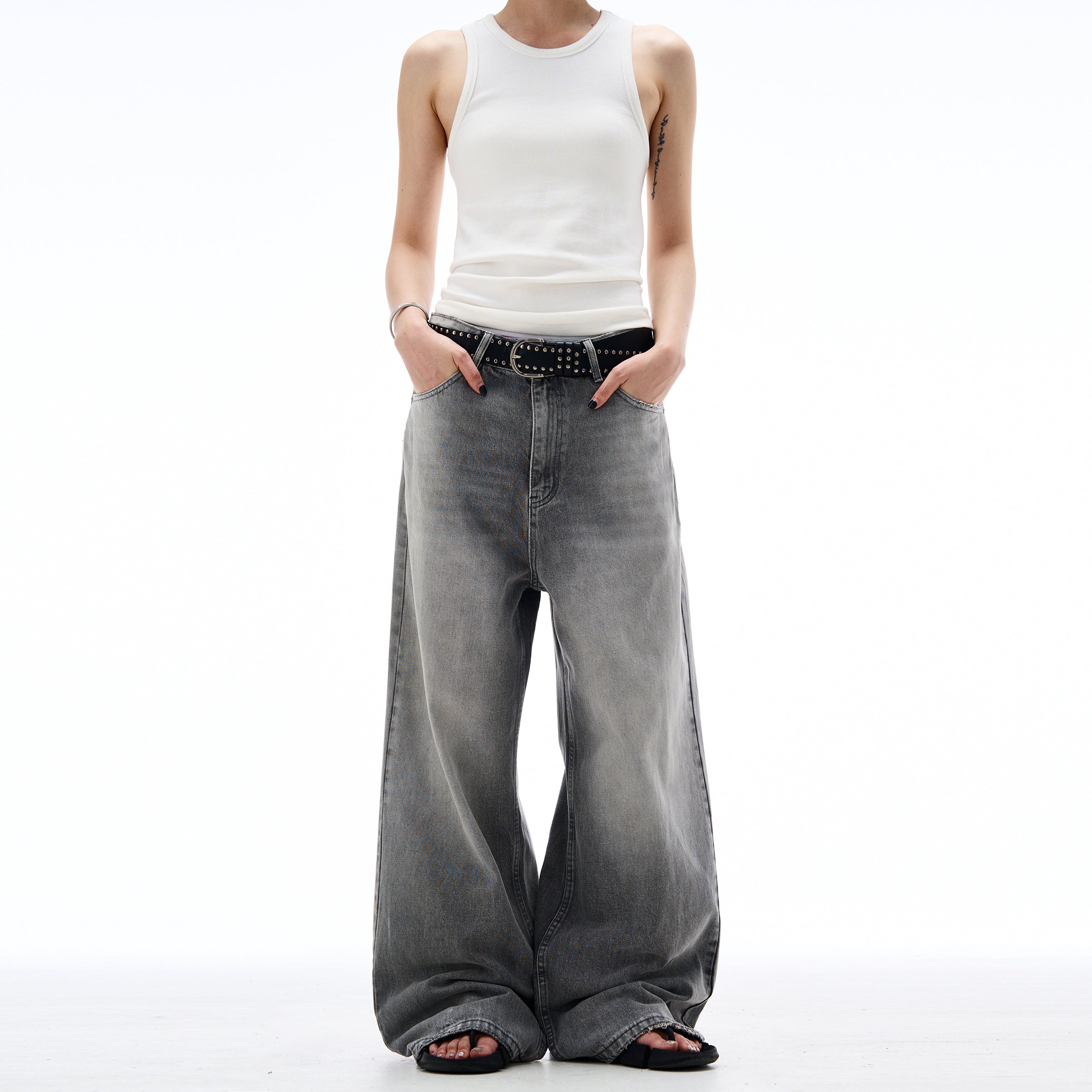 MADWITCH WASHED FLARED DENIM JEANS #CK5398